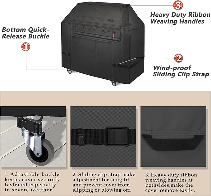 Porch Shield 72W x 24D x 48H inch Premium Gas Grill Cover Up to 68 inch, Waterproof and Fade Resistant 600D BBQ Covers for Weber, Brinkmann, Char-Broil and More, Black