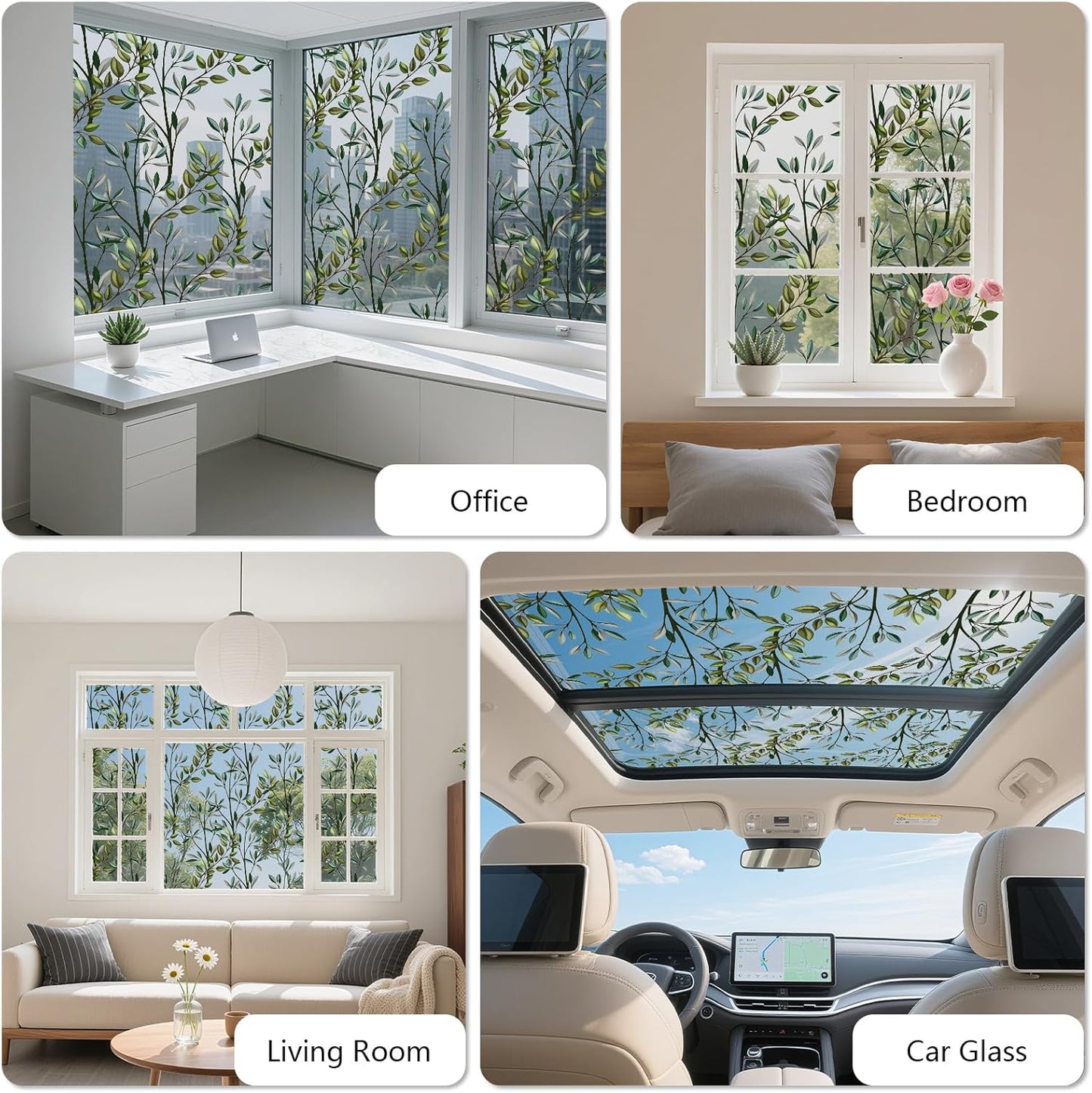 NINETREX One Way Window Privacy Film, Daytime Privacy Static Cling Sun Blocking Anti UV Reflective Window Tint for Home and Office 23.6 x 78.7 inches, Silver Leaf