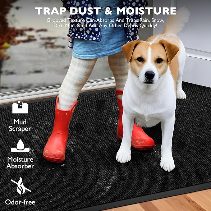 Custom Size Extra Large Front Door Mat, 3FT x 24FT Indoor Outdoor Entrance Commercial Floor Mat, Heavy Duty Dirt Trapper Doormat for Entryway Welcome Mat, Low Profile, Non-Slip, Waterproof