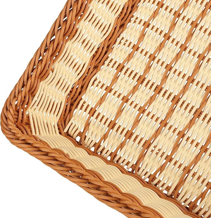 4 PCS 16x12 Inch Wicker Bread Basket, Woven Serving Basket, Tabletop Food Serving Basket for Restaurant, Bakery, Family Party, Hotel Serving, Fruits, Vegetables and Snacks(4 color)