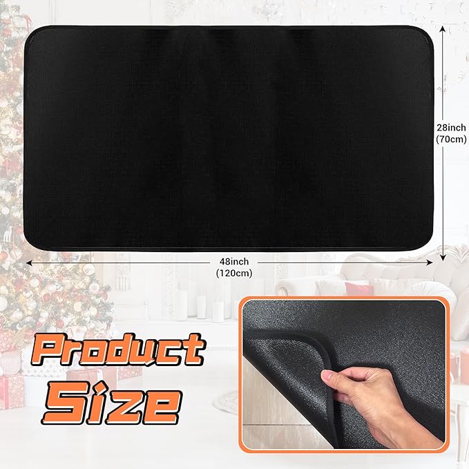 Hearth Rugs Fireproof, Fireplace Mat, Fireplace Rugs Fire Resistant, 48" x28”, Heated Floor Mat for Outdoor BBQ Grills, Fire Pits, Smokers, Woodstoves