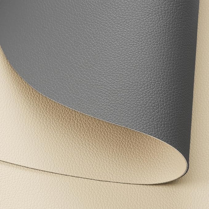 Myir JUN Placemats, Dual-Sided Placemats Waterproof Faux Leather Placemats Set of 6 Place Mats and Coasters Non-Slip Washable Table Mats for Dining Table (Gray Wheat, Set of 4)