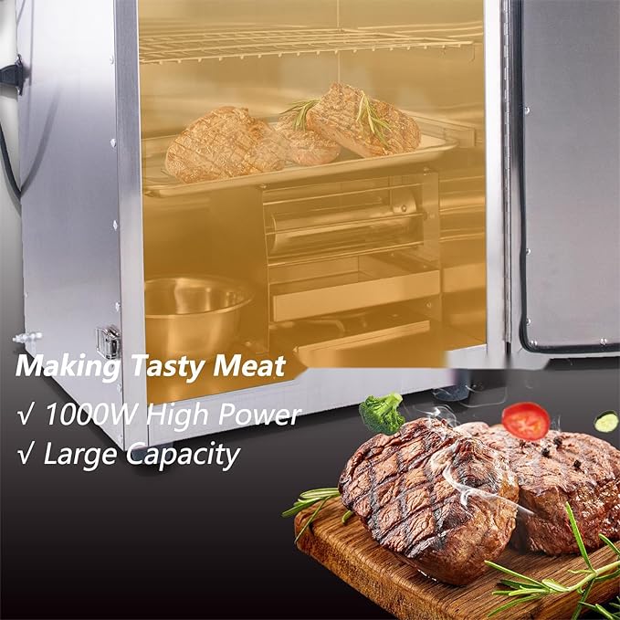 CLIVIA Electric Vertical Smoker, 9 Layers Outdoor Digital BBQ Smoker Oven with Adjustable Temperature&Time Controller, Barbecue Cooking, Grilling Smoking for Fish, Sausage, Jerky, Cheese