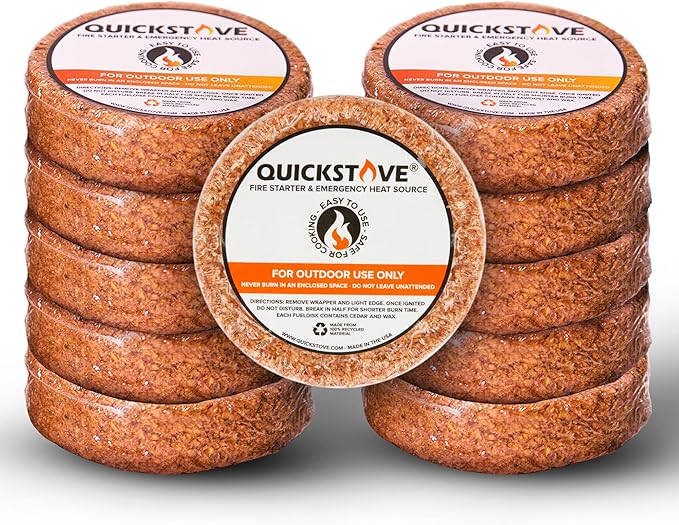 Fire Starters (10 Pack) – Waterproof Emergency Fuel Disks for Camping Essentials, Wood Stove, Fireplace, Fire Pit, Survival Kit, Campfire & Outdoor Accessories