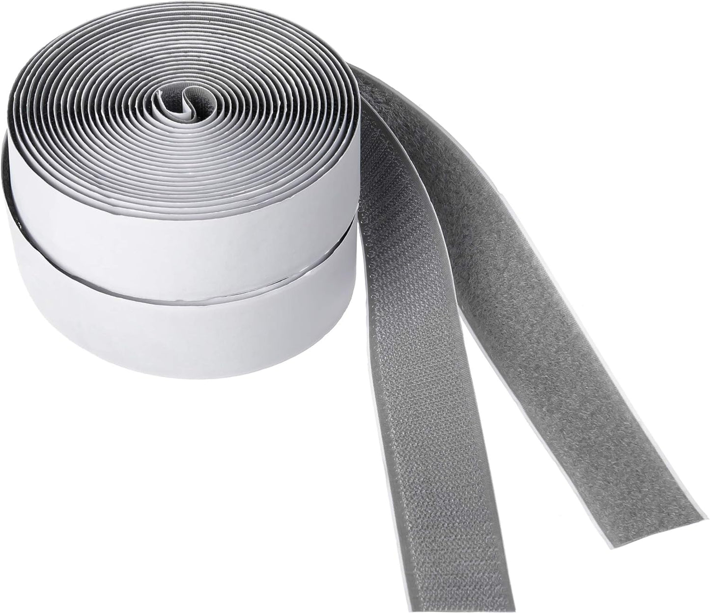 BRAVESHINE 16.5FT Hook and Loop Tape Roll with Adhesive - 1.2 Inch Fabric Fasteners Tape Double-Sided Backing Stick On Hook and Loop Strips for Sewing, Crafting, Mounting or Anti Slip Use - Grey