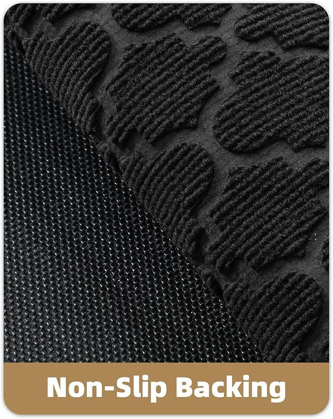 Color&Geometry Front Door Mat Outside Entrance, Heavy Duty Non Slip Low Profile Doormat for Entryway, Trap Dirt and Moisture Welcome Mats All-Weather, Easy Clean, Patio, Garage, 24"x36" Black