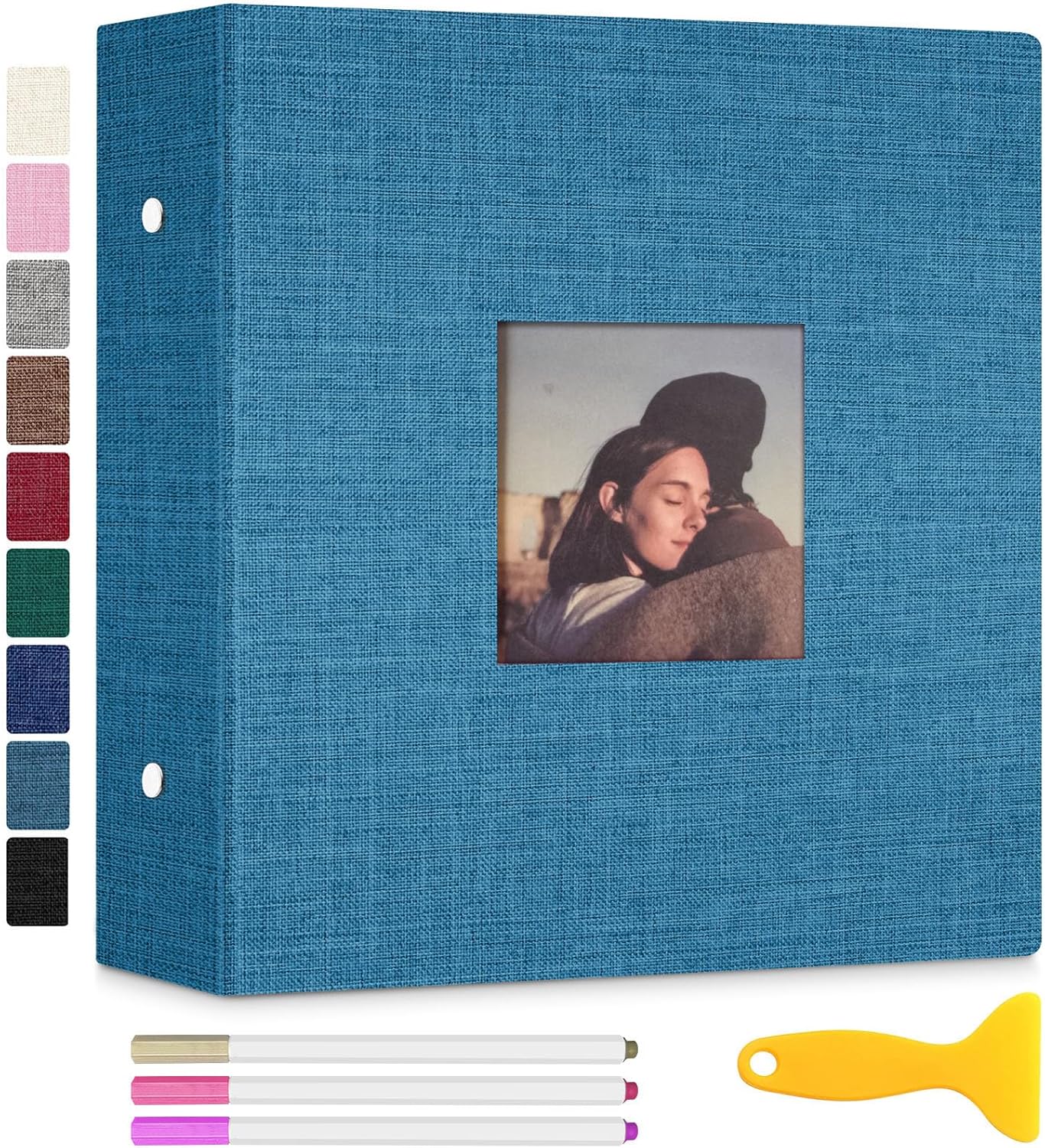 Zesthouse Large 18In Photo Album Self Adhesive 60 Pages, 3-Ring Scrapbook Albums Holds 8x10 5x7 4x6 Photos, DIY Magnetic Picture Book with Writing Space, Gift for Family Wedding Baby