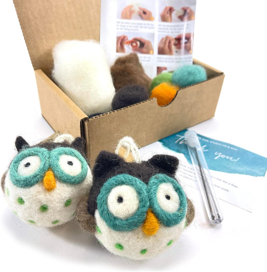 Woolbuddy Owl Needle Felting Kit for Beginners – DIY Animal Craft Kit with Wool, Needles & Photo Instructions – Fun Project for Adults & Kids