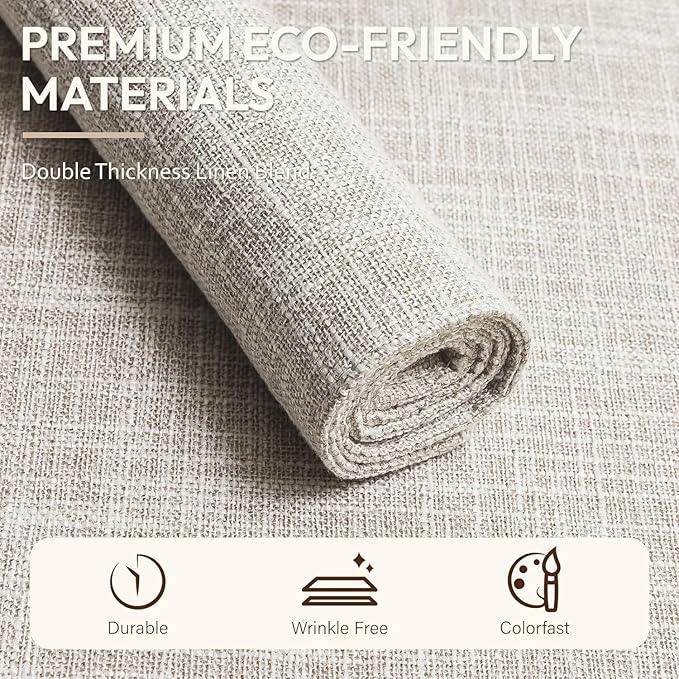 Blue Forest Placemats Set of 6, Dual-Layered Thickened Faux Linen Cloth Place Mats Heat Resistant Machine Washable Wrinkle Free Table Mats Indoor/Outdoor (CreamBeige)