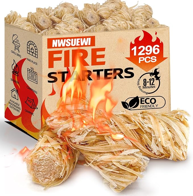 1296PCS(72PCS*18Pack) Fire Starters for Campfires Grill BBQ Camping Fireplace Fire Pit,Quick Light Wood Charcoal Fire Starter, Waterproof-Natural Fire Starters Camping Fire Starter Charcoal Starters