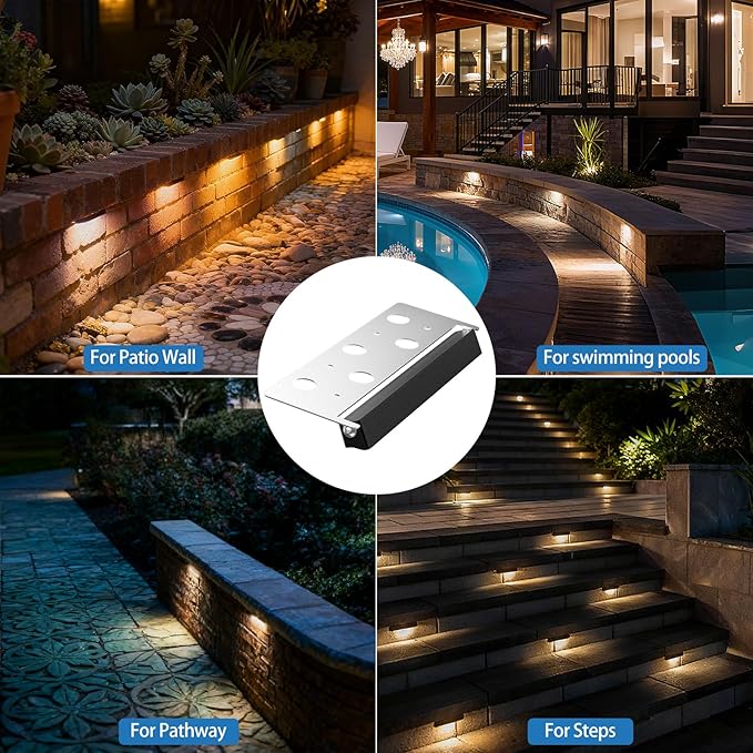 12W Retaining Wall Lights LED Hardscape Lighting Low Voltage Step Lights Warm White Waterproof Outdoor LED Landscape Lighting for Front Door Yard Garage Deck Step with Photocell Sensor 7.8 Inch 8 Pack