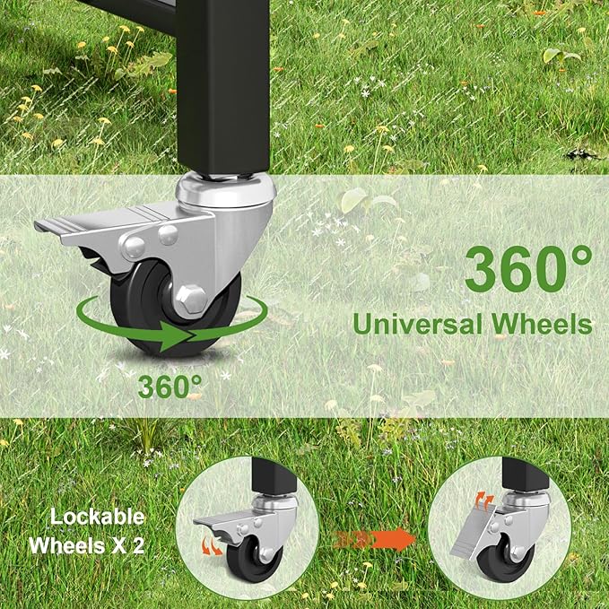 Himix Folding Grill Cart-3 Tier Outdoor Grill Cart with Wheels, Grill Table for Outside Pizza Oven Cooking Prep Table, Portable Bar Cart Grill Station