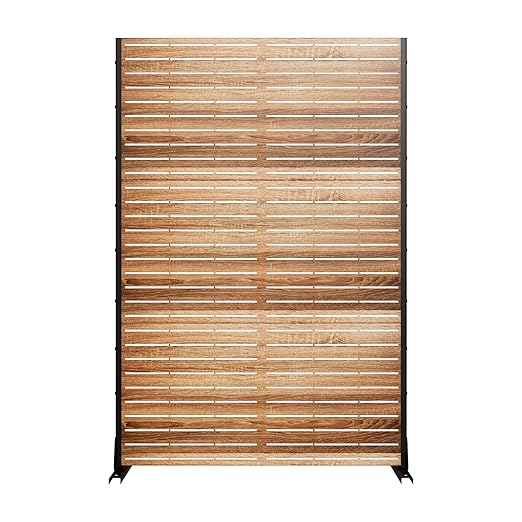 Casaphoria 72" H x 47" W Metal Privacy Screen, Freestanding Outdoor Screen for Deck, Patio & Balcony - Versatile Decorative Privacy Panels for Home & Garden Use (Wood Color)