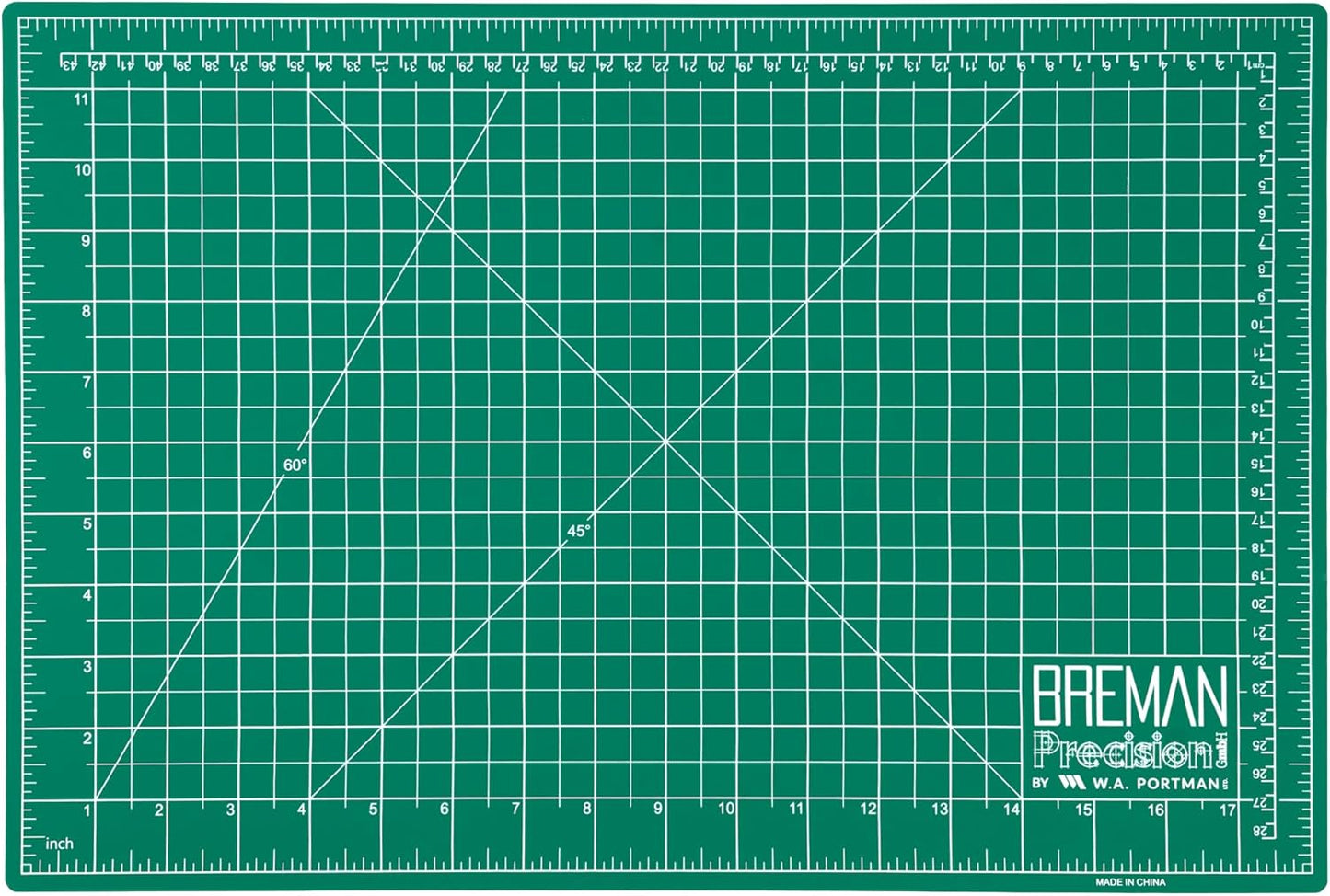 Breman Precision 12x18 Inch Self Healing Cutting Mat - 2-Sided 5-Ply PVC Green/Black Cutting Mats for Crafts, Sewing, Quilting and DIY Projects - Durable and Non-Slip Design with Precise Grid Lines