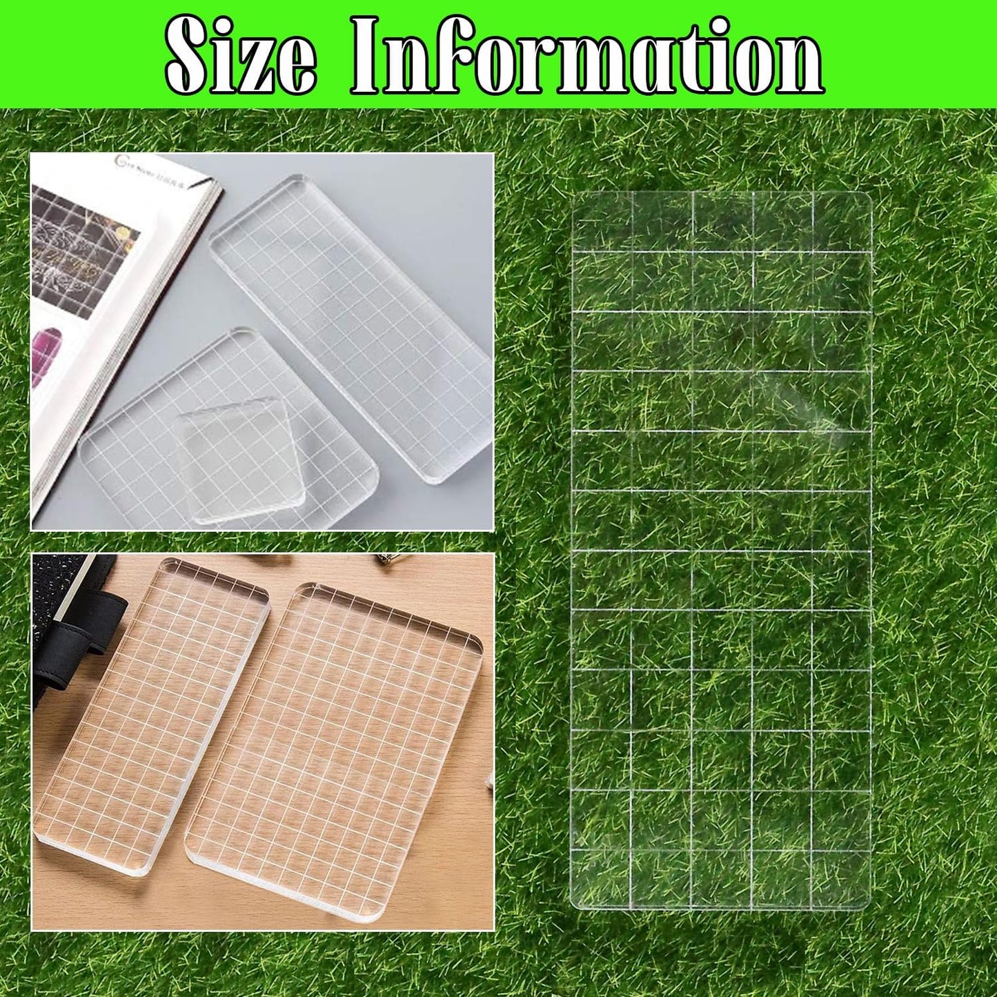 Clear Acrylic Stamp Blocks, 1.57" * 4.92" Acrylic Stamping Blocks Tools Clear Stamps with Grid Lines for Photography Props Scrapbooking Crafts Card Making