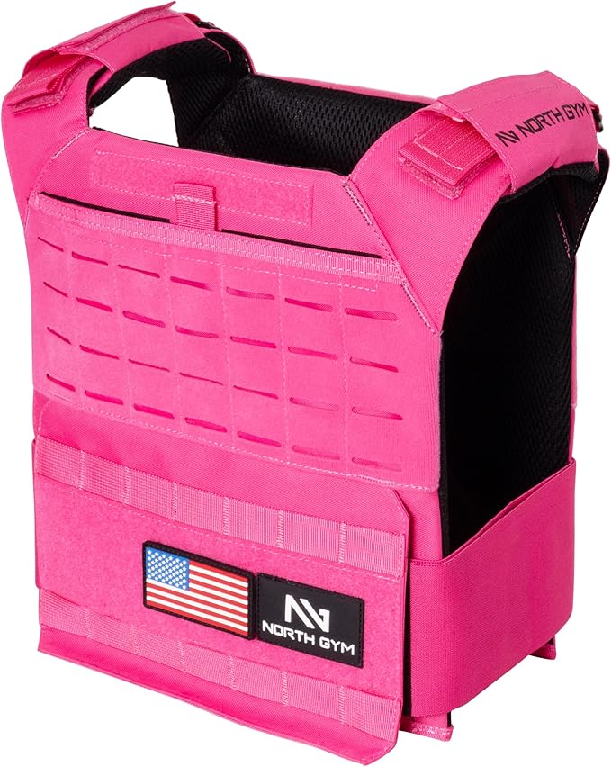 Northgym Adjustable Weighted Vest/Incl. 3D Weight Plates in 14lbs / 20lbs/ 30lbs/ 42.5lbs - Optimized Weight Distribution and with Curved Plates for Running, Functional Training and Working Out