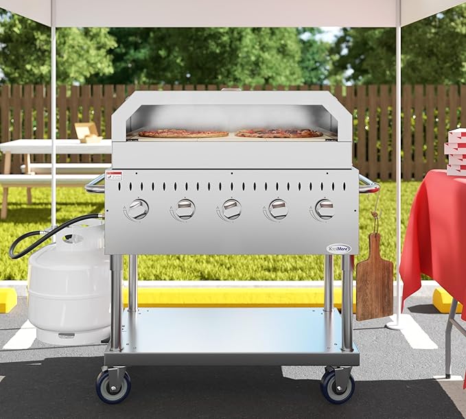 KoolMore 36 in. Commercial Outdoor Propane Grill With Pizza Oven, ETL Listed in Stainless-Steel (CGKIT3-36P)