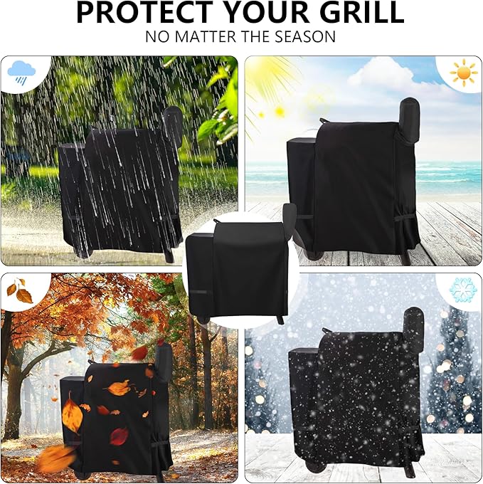 Outdoor 600D Heavy Duty Waterproof Pellet Grill Cover for Traeger Pro 22 575 Series,Texas,Z Grill 550B etc.,Full Length All Weather Protection Grill Cover Compatible with Traeger Pro 22 Cover,Black