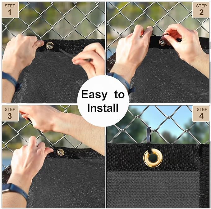 UPGRADE Privacy Screen 3' x 16' Fence Commercial Shade Cover with Brass Grommets Heavy Duty Perfect for Outdoor Back Yard, Grey, Customizable