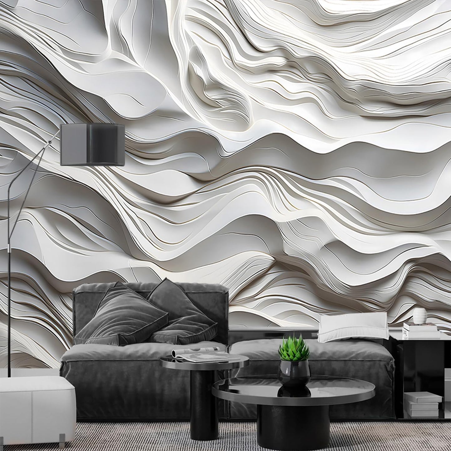 AFZEVEB-3D Stereo Relief Lines Living Room Background Wallpaper Mural 114"x74"(Not Peel and Stick)