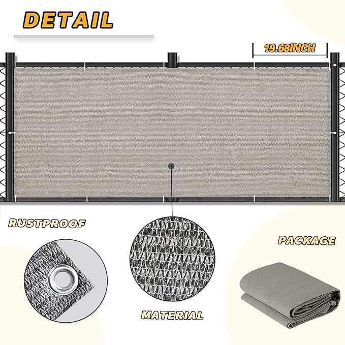 LOVE STORY Balcony Privacy Screen, 3.3'x19.7' Deck Shield Screen Fence Cover,UV Protection and Weather-Resistant,3FT Height for Deck, Patio, Backyard, Outdoor Pool, Porch, Railing, Beige-Grey