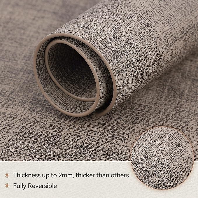 Round Table Placemats Set of 6, Faux Leather Wedge Shape Place Mats Heat Resistant Wipeable Washable Table Mats for Dining Outdoor Indoor, Camel