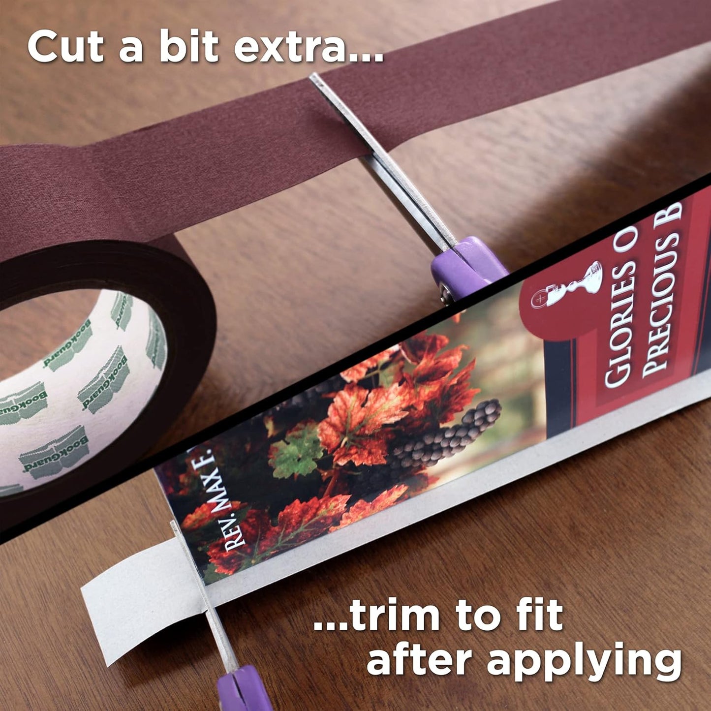 BookGuard 1-1/2 Inch Vinyl-Coated Cotton Cloth Bookbinding Repair Tape, 15 Yard Roll, Burgundy