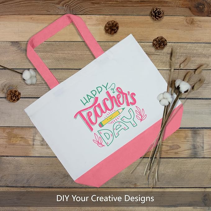 TOPDesign 1-Pack Super Strong Large 12oz Cotton Canvas Tote Bag, Reusable Grocery Shopping Cloth Bag, Fashionable Two-Tone Tote for Crafts, DIY Your Creative Designs