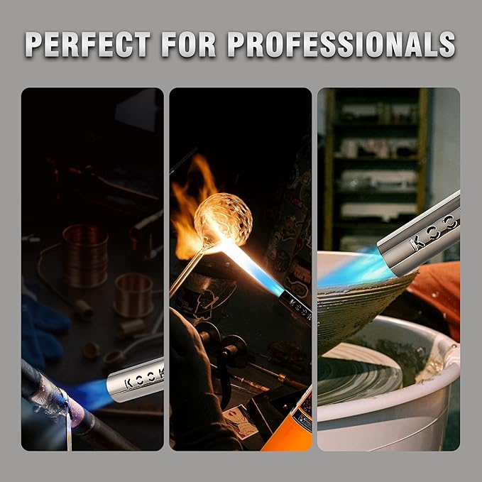 BLAZEAL Propane Torch Kit with 3x MAPP Gas,4-Flame Blow Torch Head with Propane Tank Base for MAP Gas,Work in All Angle,Trigger Start Torch Gun for Welding Brazing Soldering Grill Camping Cooking Food