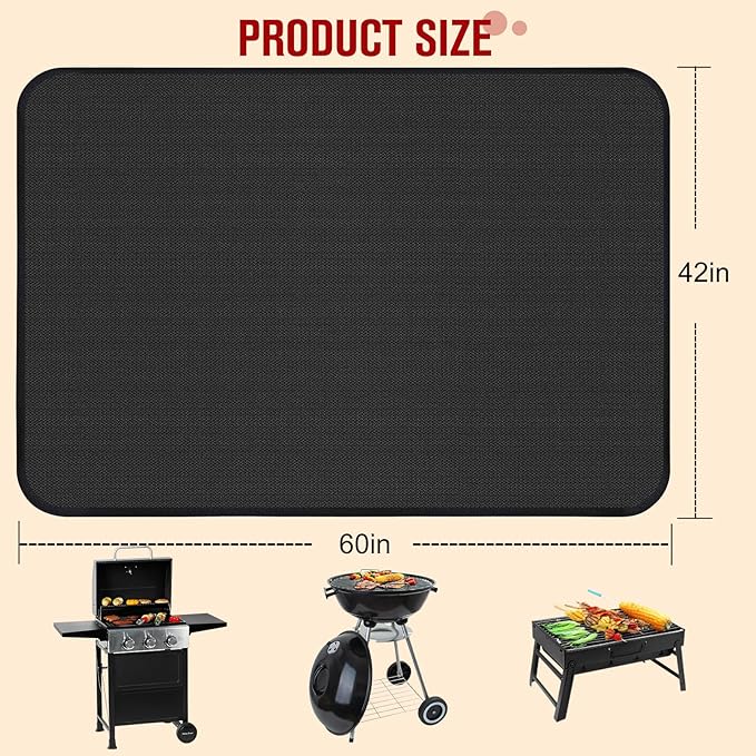 48×30 Inch Hearth Rug Fireproof, Under Grill Mats for Outdoor Grill, Fireproof Rugs for Fireplaces, Grill Mat Oil-Proof Water-Proof Protector for Decks, Patios and Indoor Grill