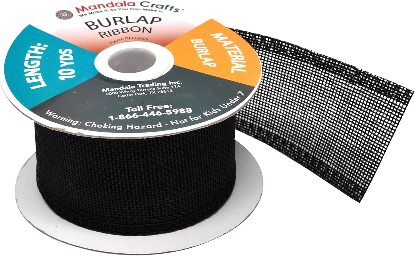 Mandala Crafts Black Burlap Ribbon 2 Inches Wide Jute Ribbons for Crafts - 20 Yds Roll Rustic Burlap Wrap Trim Ribbons for Wreaths Bows Wedding Party Decoration