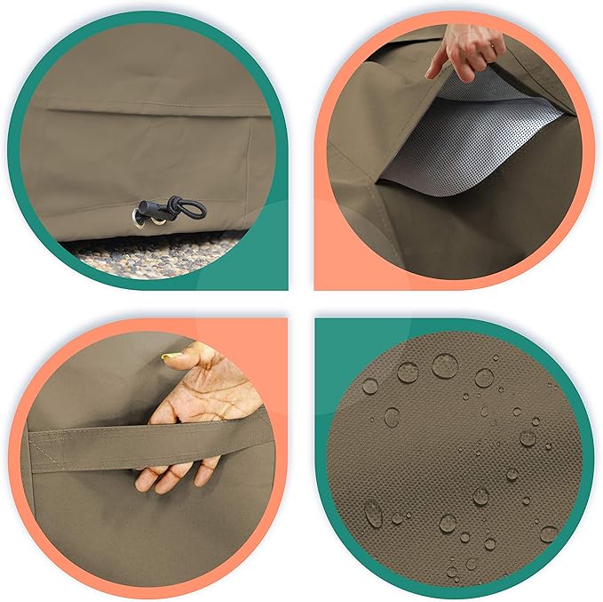 Covers & All Round Table Top Cover, 12 Oz Waterproof UV & Weather Resistant Patio Table Cover, Outdoor Table Cover for Patio Outdoor Furniture & Coffee Table (36" Dia x 4" H Inches, Beige)