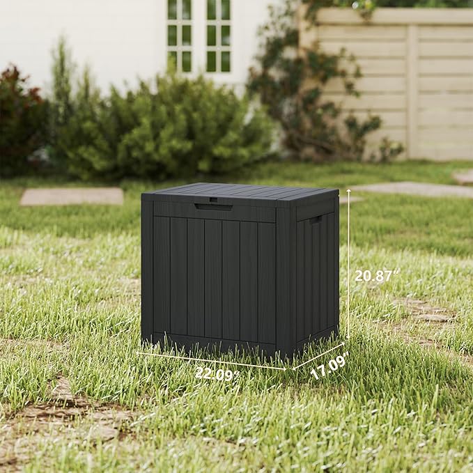 35 Gallon Outdoor Storage Box Waterproof, Resin Deck Boxes with Lockable Lid & UV-Resistant for Patio, Pool, Garden Furniture Cushions & Accessories, Black