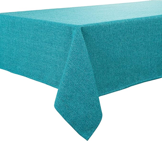 BALCONY & FALCON Rectangle Tablecloth Washable Wrinkle Resistant and Water Proof Table Cloth Decorative Linen Fabric Tablecloths for Dining Party Kitchen Wedding Outdoor Use (Lake Blue, 47x63)