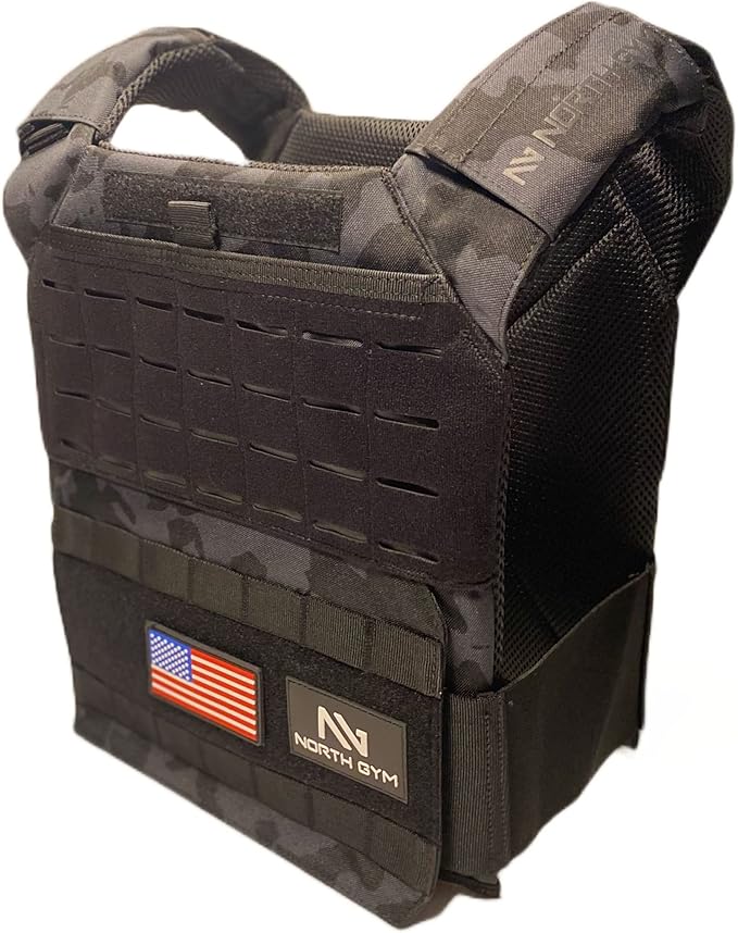 Northgym Adjustable Weighted Vest/Incl. 3D Weight Plates in 14lbs / 20lbs/ 30lbs/ 42.5lbs - Optimized Weight Distribution and with Curved Plates for Running, Functional Training and Working Out