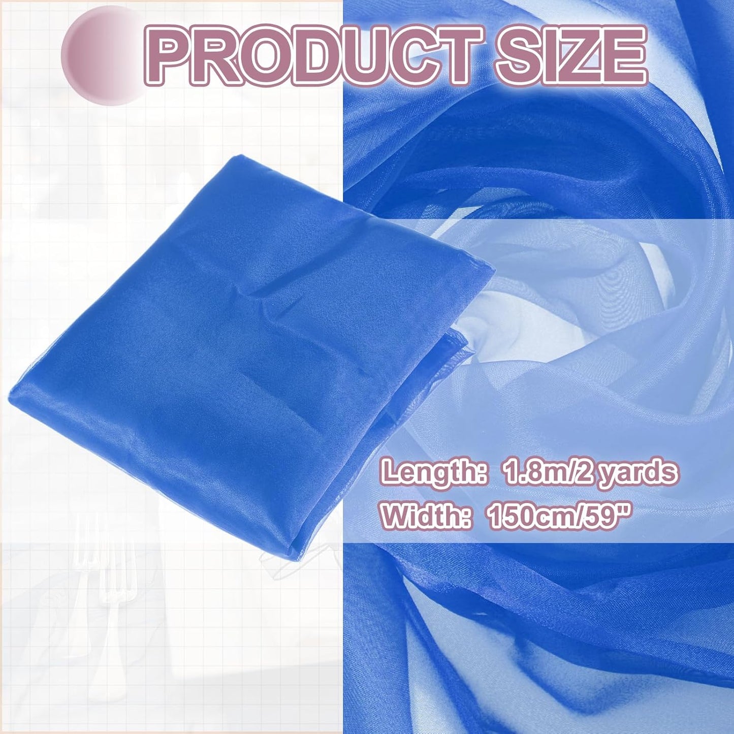 MECCANIXITY Iridescent Sheer Organza Fabric, 2 Yards x 59 Inches Solid Holographic Shiny Fabric Organza Cloth for Wedding, Curtains, Costume, Photo Background, Sapphire Blue