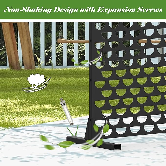 Domi Metal Privacy Screens and Panels with Free Standing, Freestanding Outdoor Indoor Privacy Screen, Decorative Privacy Screen for Balcony Patio Garden, Semi-Circular Shape