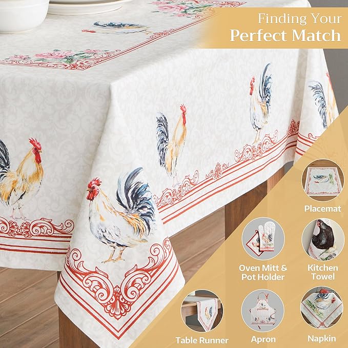 Maison d' Hermine Table Cover 100% Cotton 60"x120" Decorative Tablecloth Washable Rectangle Tablecloths, Dining, Home, Wedding, Banquet, Buffet, Campagne - Spring/Summer