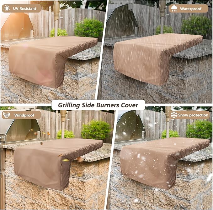 Cover for Blaze Premium LTE Built-in Double Side Burners - 2SBBICV,Heavy Duty 600D Waterproof Outdoor Grill Burner Cover with Plush Lining,Suitable 24''L x 13''W x 11''H,Khaki