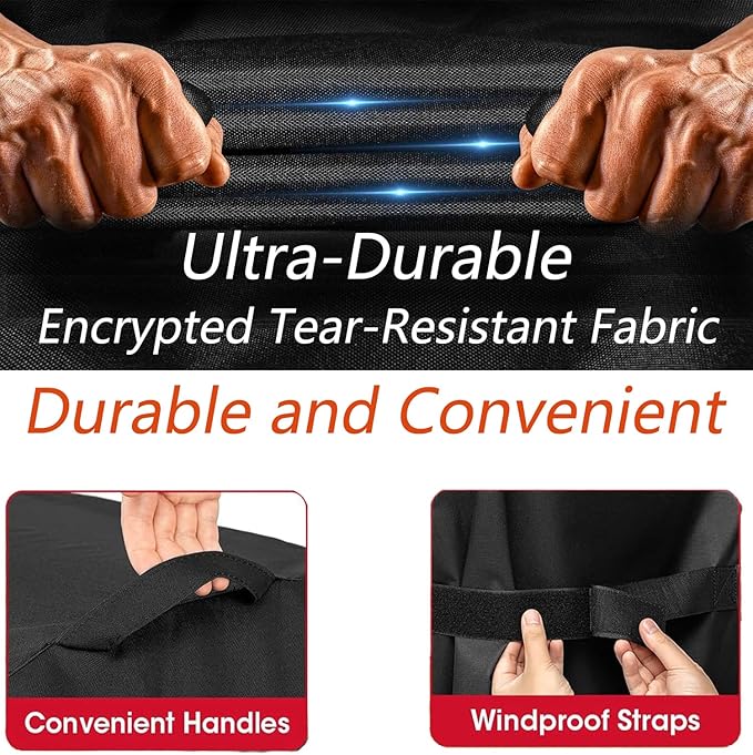 Grill Cover for Outdoor Grill,58 Inch,Black–Upgraded Lightweight Material,Waterproof,Weather Resistant,UV & Fade Resistant with Adjustable Straps–BBQ Gas Grill Cover for Weber Genesis,Charbroil,etc