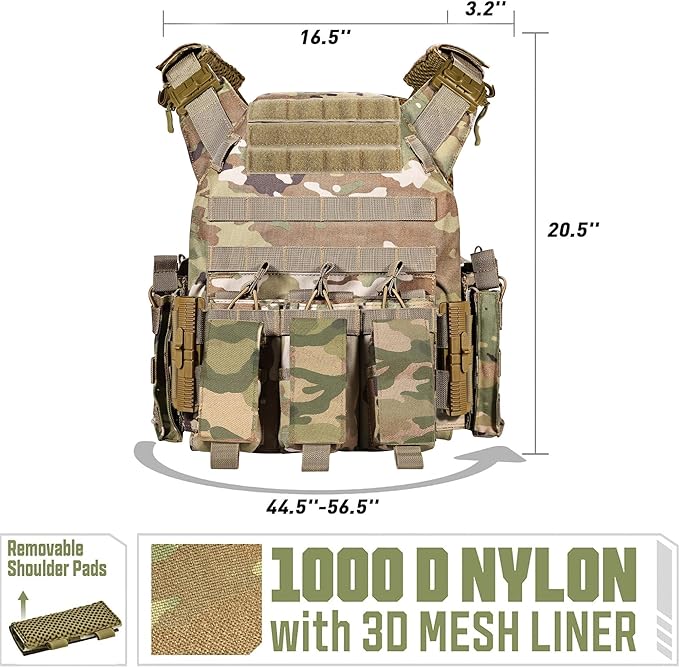 GFIRE Tactical Vest - Airsoft Lightweight Modular 3D Breathable Quick Release Vest, Adjustable Tactical Gear for Training