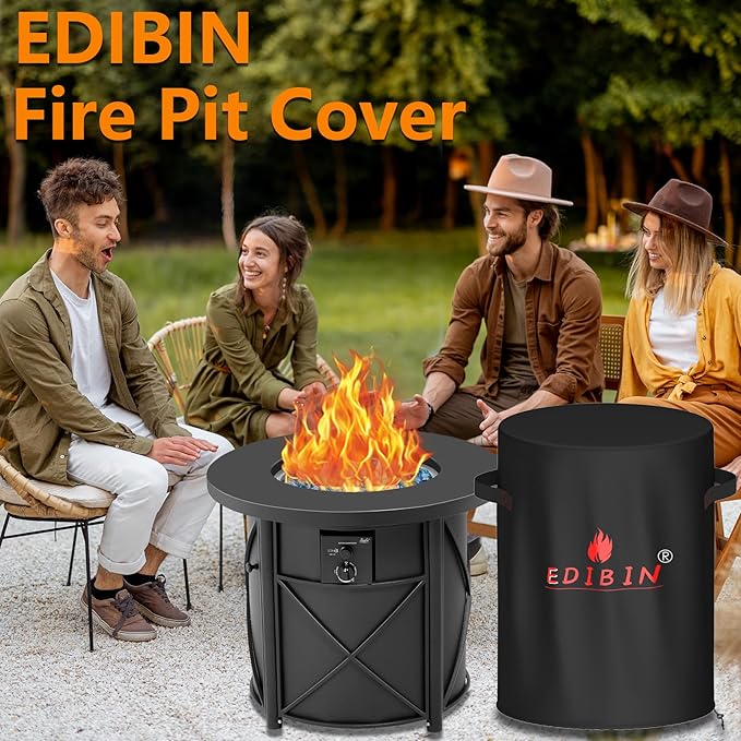 31 inch Round Fire Pit Cover for Bali Outdoors 30 in Round Fire Pit Table, 31" D x 25.5" H Waterproof Cover for Bali Outdoors 30inchFire Pit