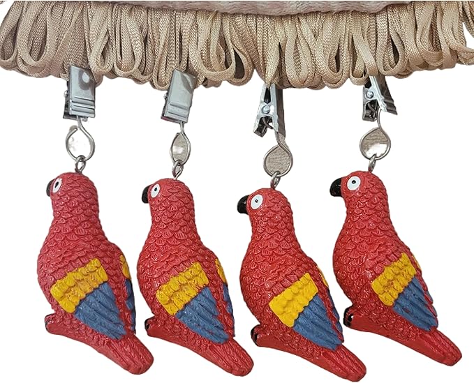 TwoFish Home Set of 4 Red Parrot Resin Tablecloth Weights Clips Red Parrot Handicraft Tablecloth Clamps Pack of 4