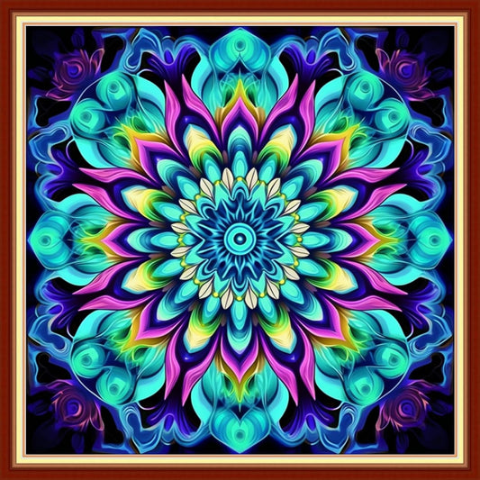 DMCVIVR Stamped Cross Stitch Kits for Adults Beginners Embroidery Kits 11CT Needlepoint Kits Cross Stitch Patterns Embroidery Patterns-Magic Mandala 18x18 inch