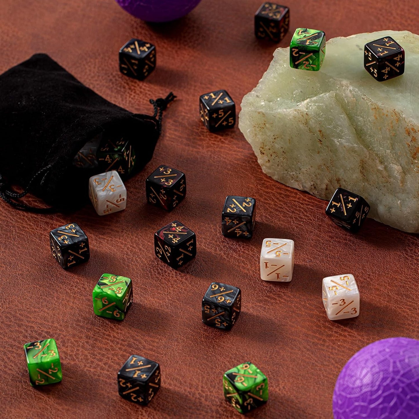 Sumind 48 Pcs Magic Life Counter Dice -1/+1 Counters Commander Buff Tokens 6 Sided Dice Loyalty Life Gifts Compatible with MTG CCG TCG Cards Gaming Accessory (Composite Style)