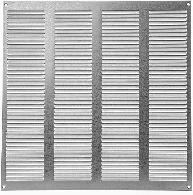Repa Market Air Vent Cover 16x16 Inch (Outer Dimensions) Galvanized Steel Louvered Grill Cover with Mesh Screen/Wall or Ceiling Vent/HVAC Register for Indoor and Outdoor Ventilation
