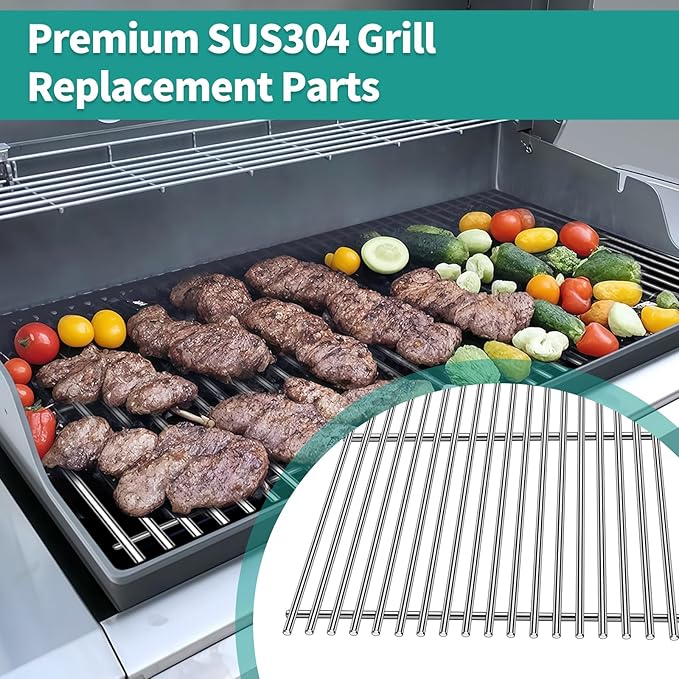 7620 Porcelain Flavorizer Bars 7524 Stainless Steel Grill Grates for Weber Genesis E310 E320 E330 S310 S320 S330 EP-310 with 7622 Heat Deflector Grill Replacement Parts for Weber 300 Series