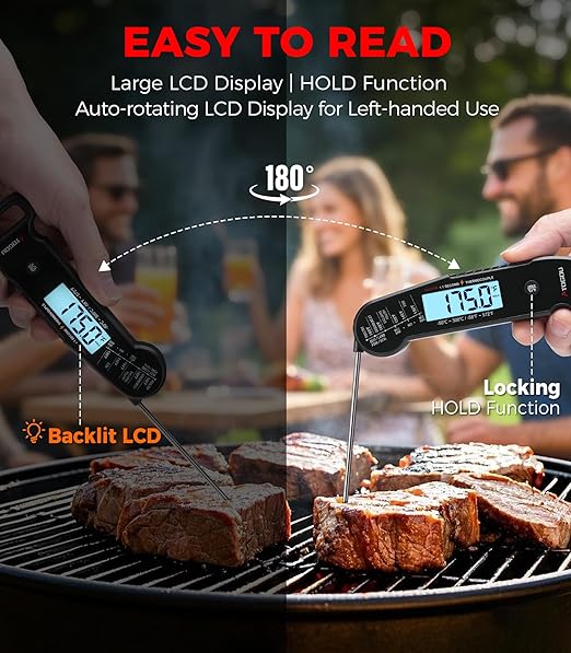 Atogou Professional Food & Meat Thermometer, 1 Sec Instant Read & ±0.5℉ Accuracy, Thermocouple Sensor, IP67 Waterproof Digital Thermometer for Cooking, BBQ, Grill Gifts for Men Him Dad Birthday