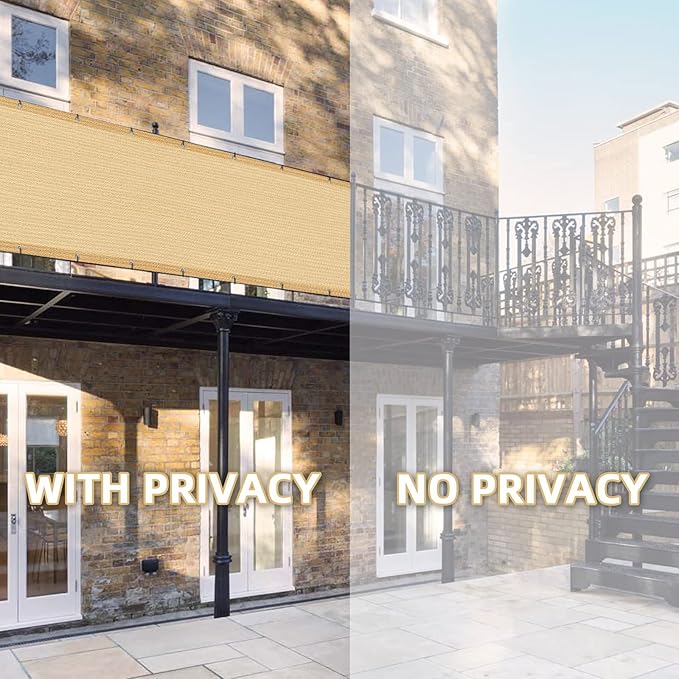 LOVE STORY Balcony Privacy Screen, 3' x16' Sand Deck Shield Screen Fence Cover (HDPE),UV Protection and Weather-Resistant,3 FT Height for Deck, Patio, Backyard, Outdoor Pool, Porch, Railing
