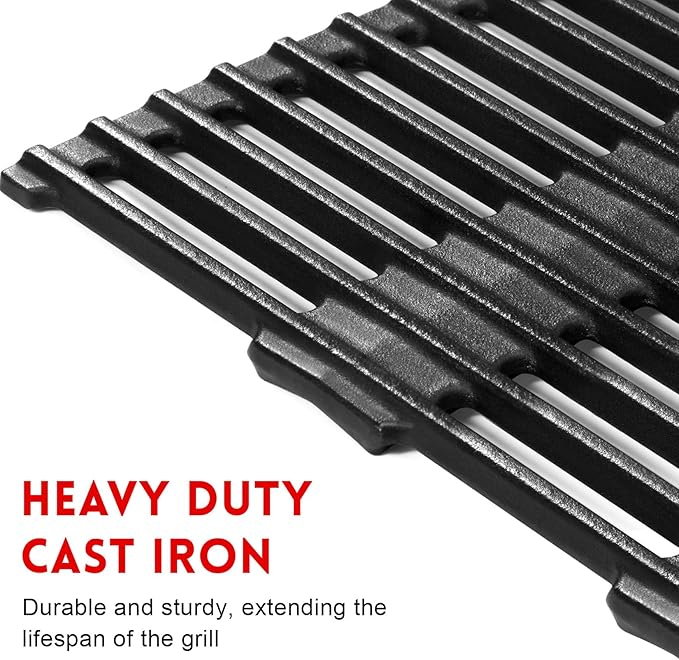 GGC 7646 7584 Grill Grates for Weber Q3200 Q320 Q300 Q3000 Q3100 Gas Grills, 17.8" x 25" Cast Iron Cooking Grates for Weber 586002 57060001 404341 Grill, 2PCS Replacement Accessories for Webber Baby Q